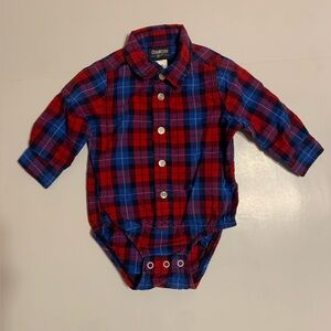 Baby Carter's Red and Blue Plaid Kids Onesie Boys Vibrant Cotton Shirt Size 12M